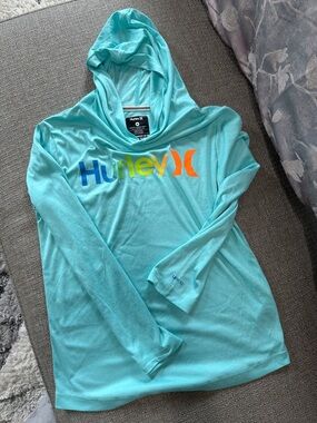Hurley Aqua Hooded Long Sleeve Tee with SPF50